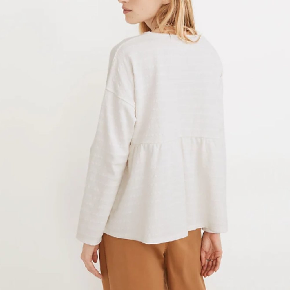 Madewell | Jacquard Babydoll Top in Lighthouse Cream - Size S - Picture 4 of 12